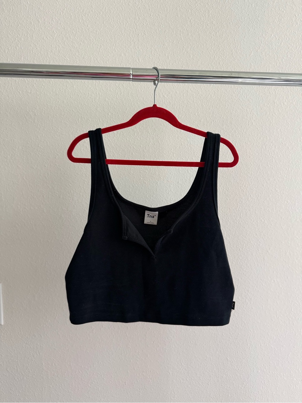 TNA Black Ribbed Front-Zip Bralette